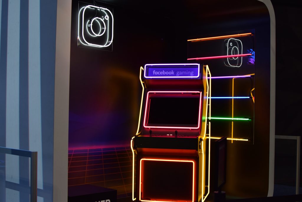 photo of a room with neon lights